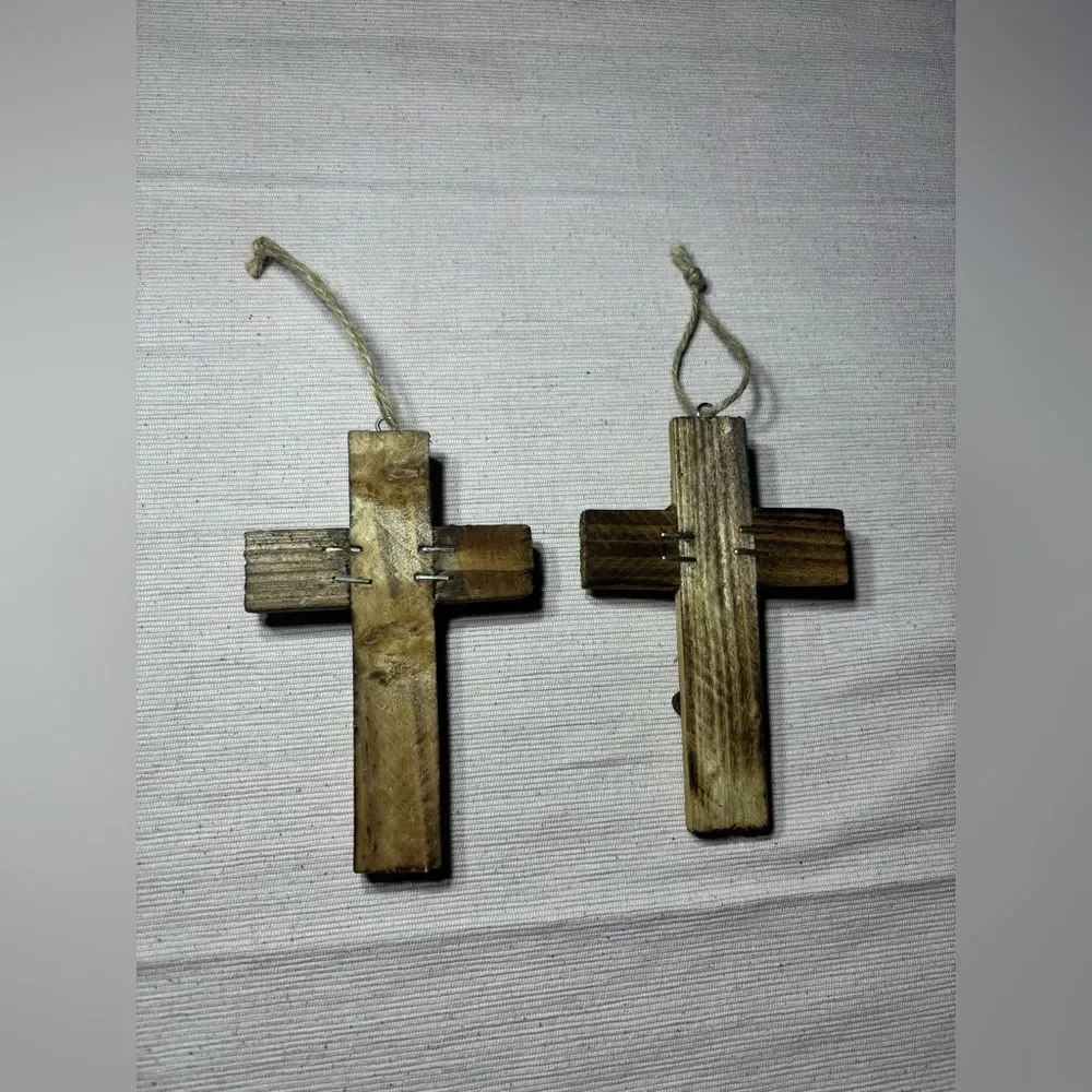 2 Elegant Wooden Crosses Home Wall Decor EPC See photos for size references!